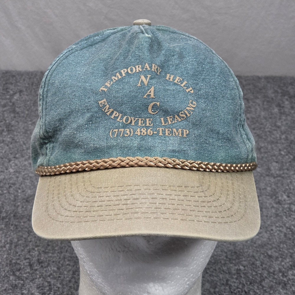 Vintage NAC Employee‎ Leasing Snapback Hat Rope Cap Teal Tan Heritage Workwear